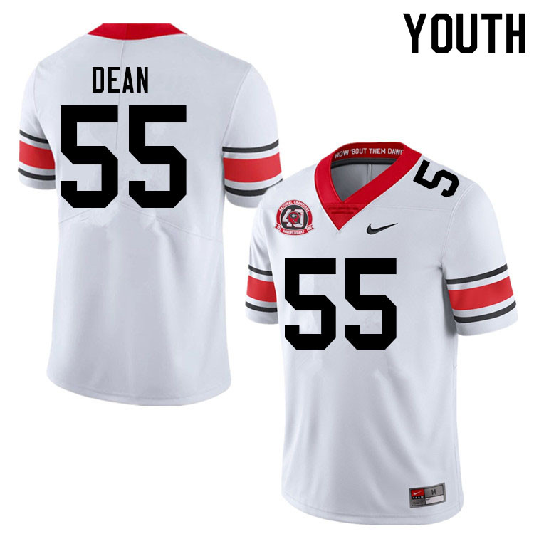 Georgia Bulldogs Youth Marlin Dean #55 White 1980 National Champions 40th Anniversary Stitched College UGA Football Jersey 23OA013WX